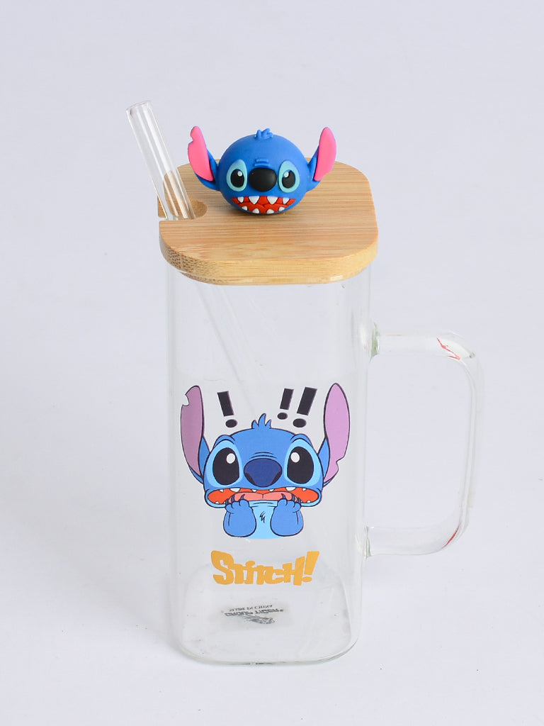 مج زجاجي مربع شكل " Stitch"  شفاف