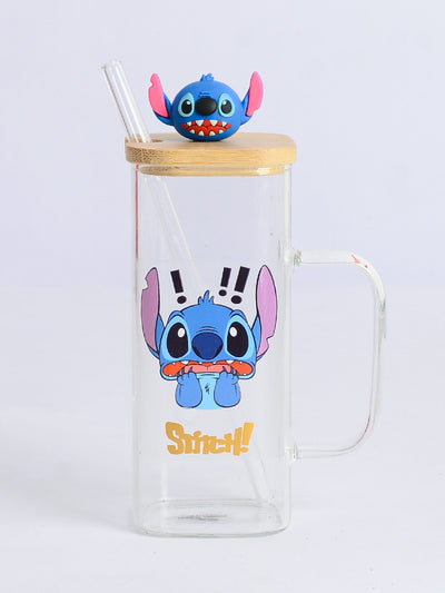 مج زجاجي مربع شكل " Stitch"  شفاف