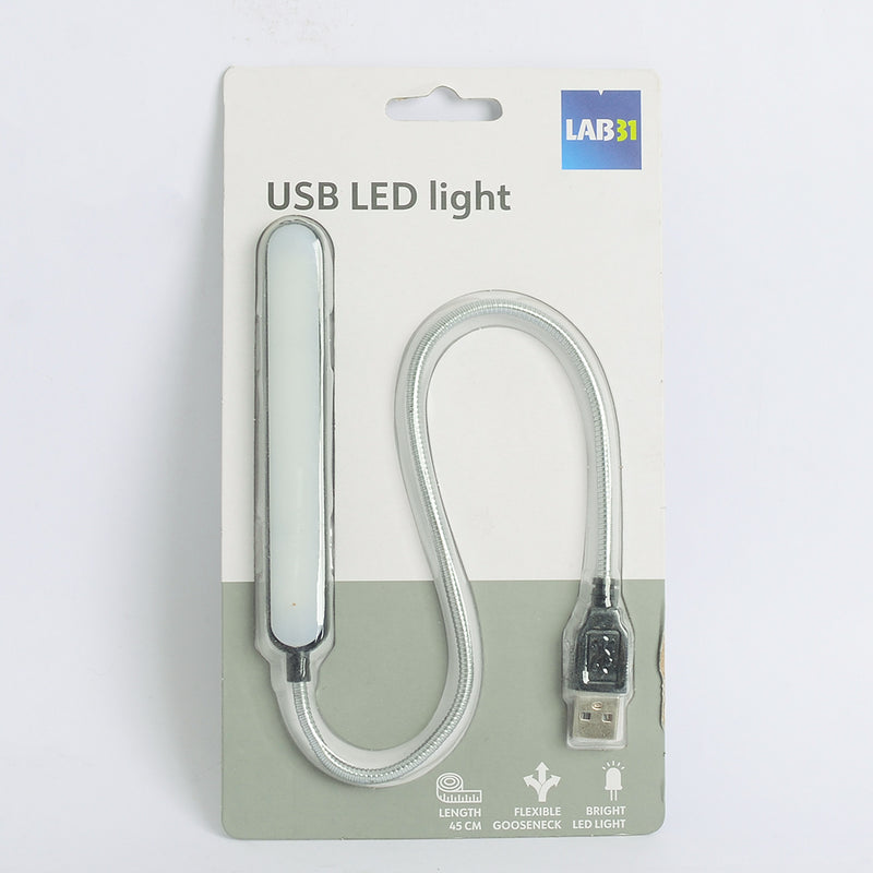 مصباح LED USB صغير مرن فضي