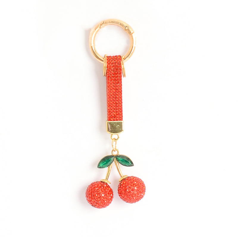 ميدالية و سلسلة مفاتيح ودلايه شنطة يد بتصميم كريزبفصوص الراين لون أحمر*ذهبي