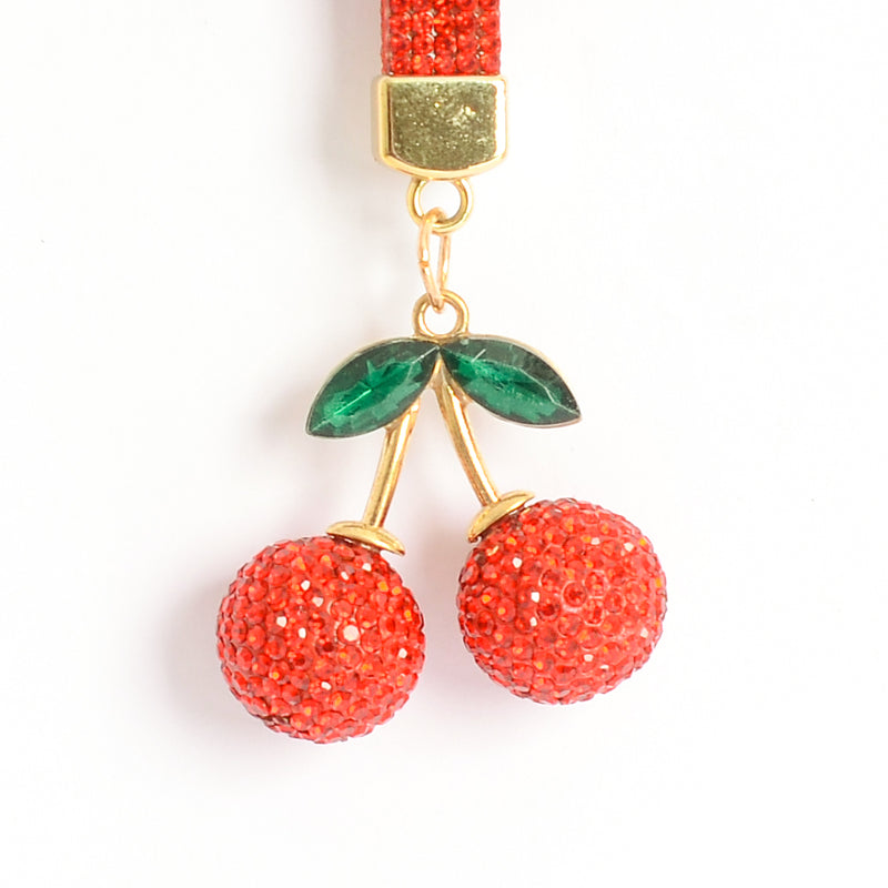 ميدالية و سلسلة مفاتيح ودلايه شنطة يد بتصميم كريزبفصوص الراين لون أحمر*ذهبي