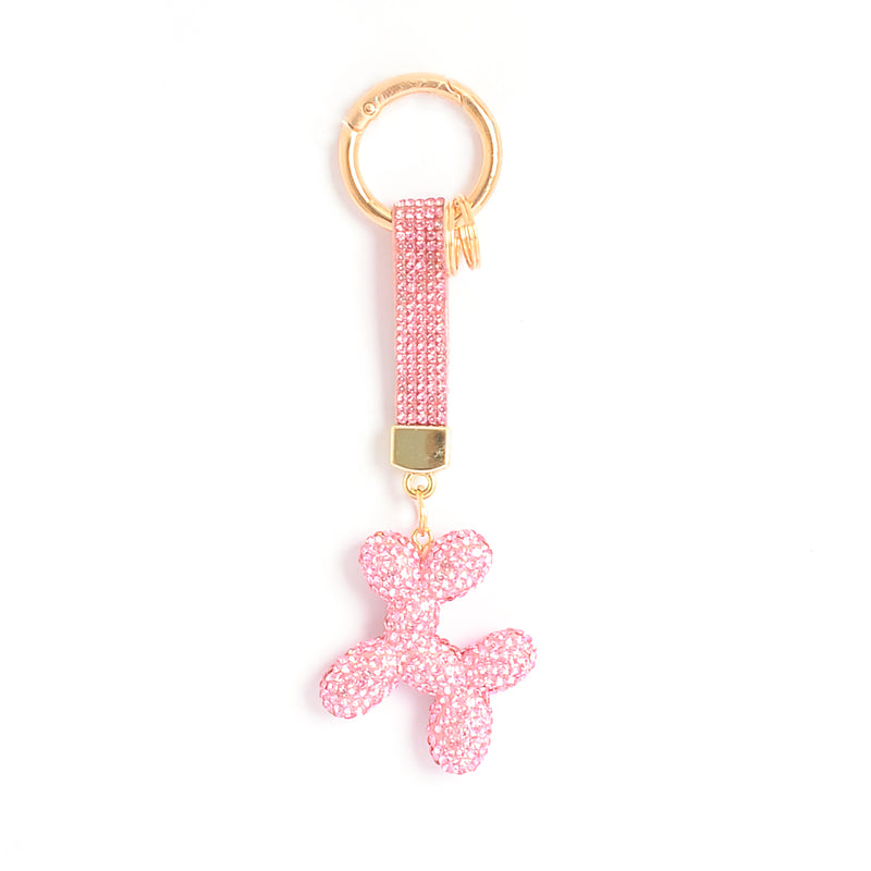 ميدالية و سلسلة مفاتيح ودلايه شنطة يد بتصميم كلب بأحجار الراين