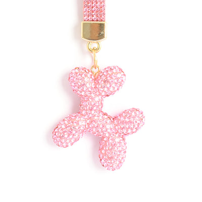 ميدالية و سلسلة مفاتيح ودلايه شنطة يد بتصميم كلب بأحجار الراين