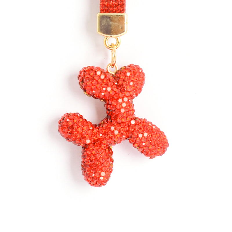 ميدالية و سلسلة مفاتيح ودلايه شنطة يد بتصميم كلب بأحجار الراين