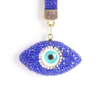 ميدالية و سلسلة مفاتيح ودلايه شنطة يد على شكل عين الحسد بأحجار الراين