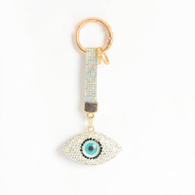 ميدالية و سلسلة مفاتيح ودلايه شنطة يد على شكل عين الحسد بأحجار الراين