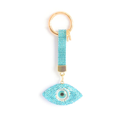 ميدالية و سلسلة مفاتيح ودلايه شنطة يد على شكل عين الحسد بأحجار الراين