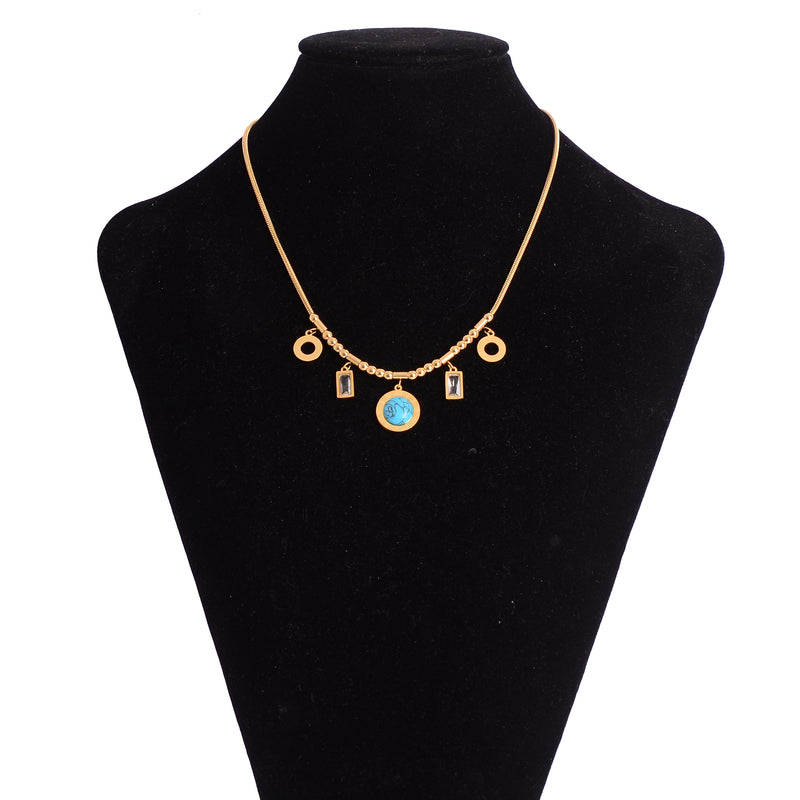 سلسلة ثعباني مع دلايات دوائر الأرقام الرومانية لون ذهبي