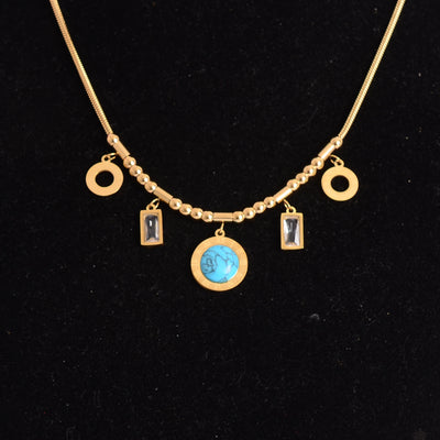 سلسلة ثعباني مع دلايات دوائر الأرقام الرومانية لون ذهبي