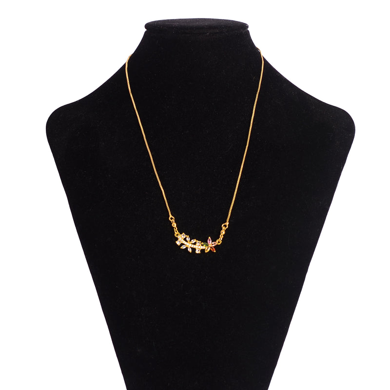 سلسلة بدلاية ورد مرصعة بفصوص الزركون الملونة لون ذهبي