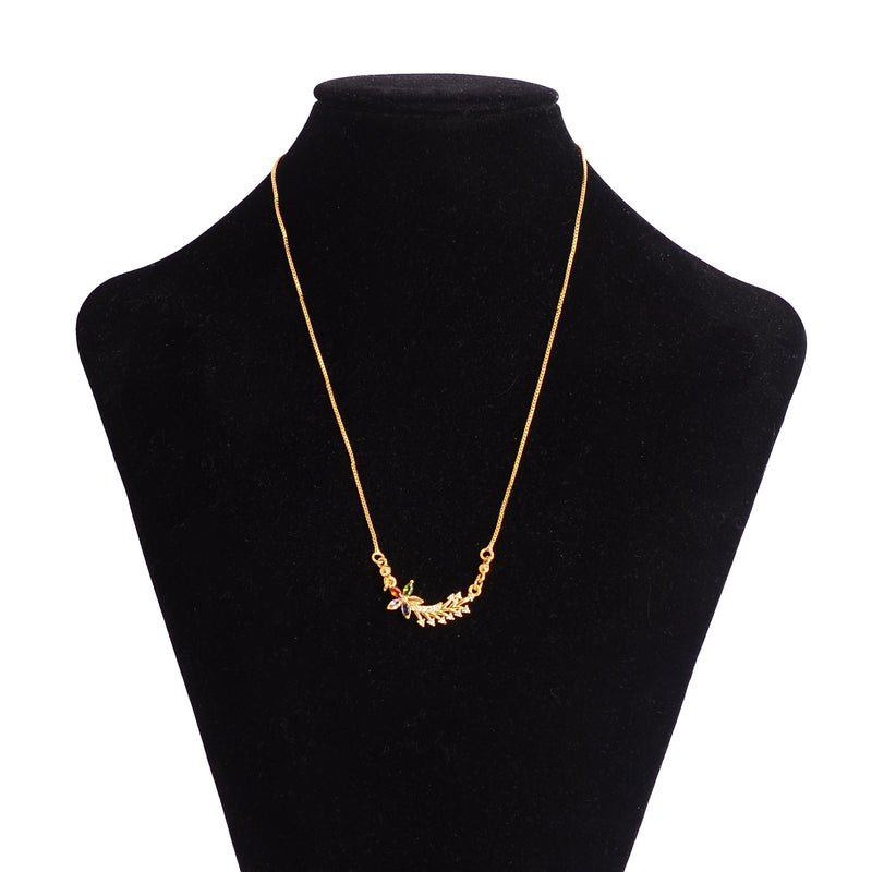 سلسلة بدلاية ورد مرصعة بفصوص الزركون الملونة لون ذهبي