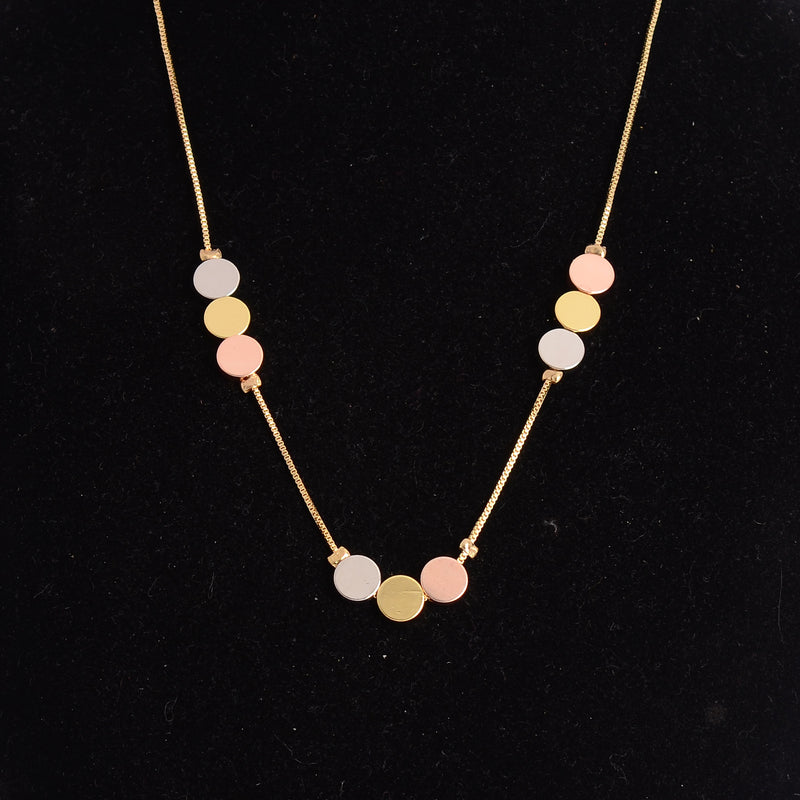 سلسلة عصرية بدوائر ملونة لون ذهبي