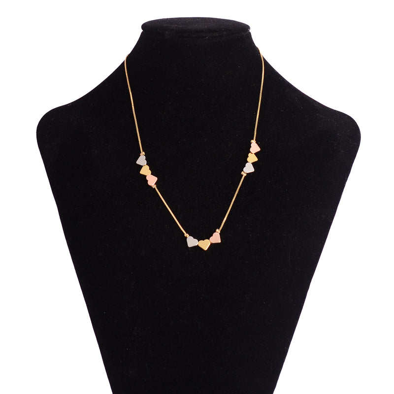 سلسلة عصرية مرصعة بقلوب ملونة لون ذهبي