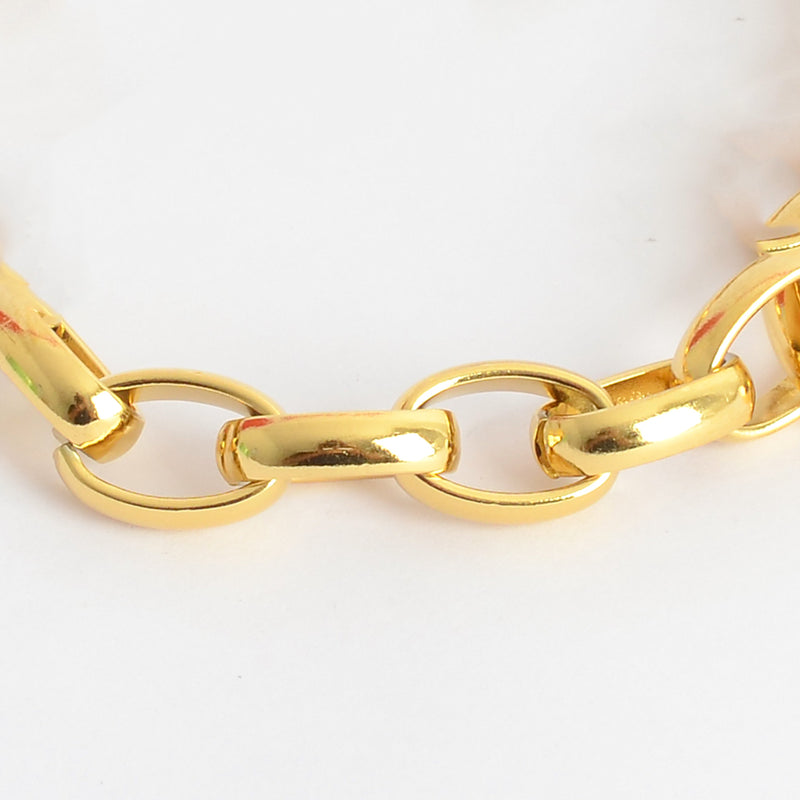 أنسيال يد مكتنز  للنساء والفتيات على شكل سلسلة ربط بيضاوية كوبية لون ذهبي