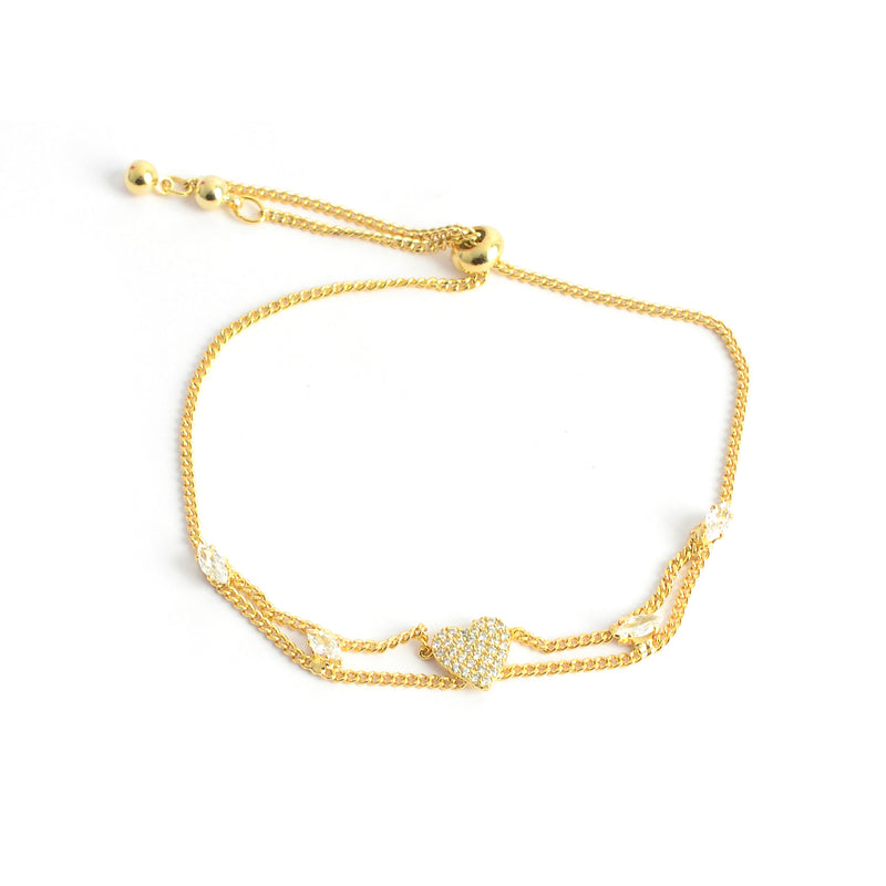 انسيال نسائي أنيق بتصميم عصري شكل قلب بفصوص زركون