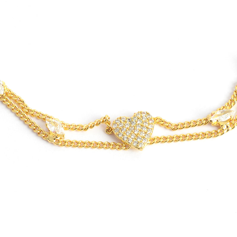 انسيال نسائي أنيق بتصميم عصري شكل قلب بفصوص زركون