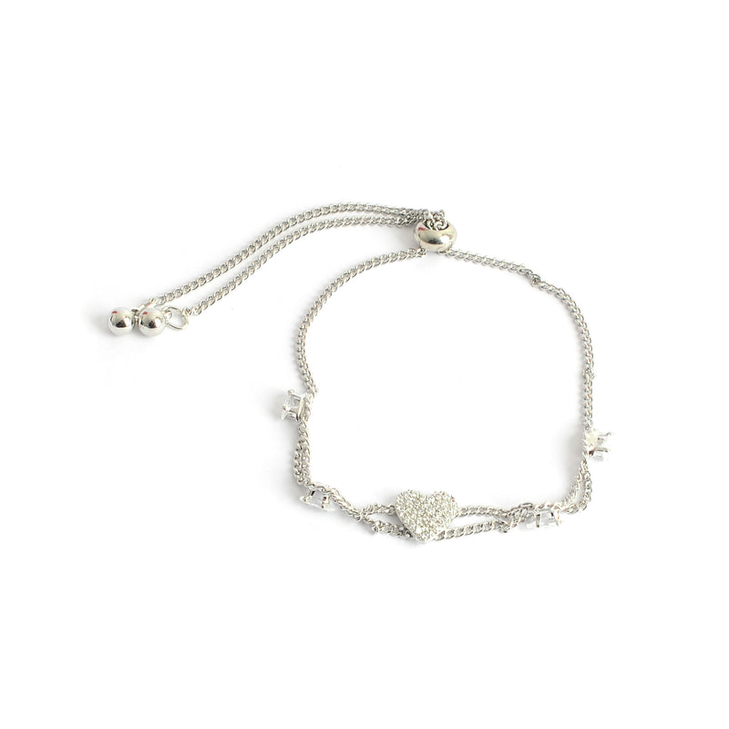 انسيال نسائي أنيق بتصميم عصري شكل قلب بفصوص زركون