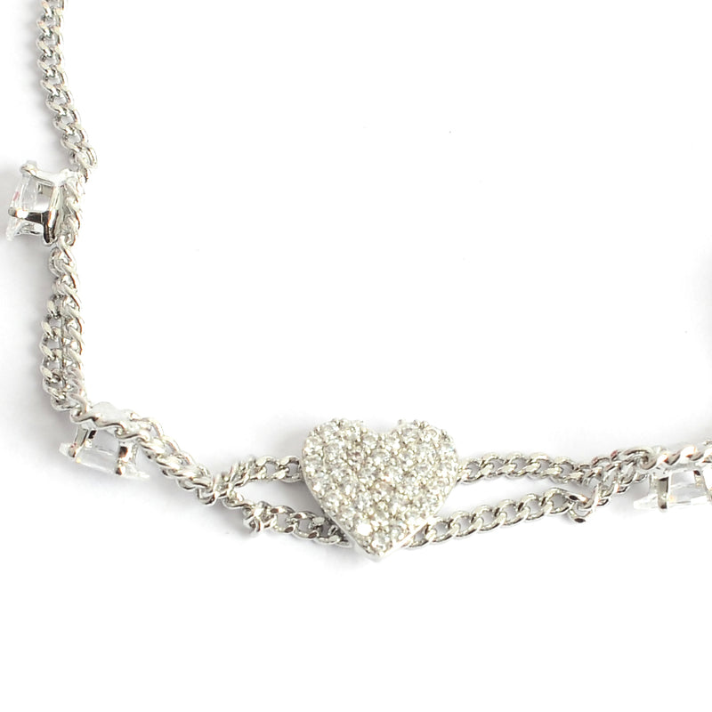 انسيال نسائي أنيق بتصميم عصري شكل قلب بفصوص زركون