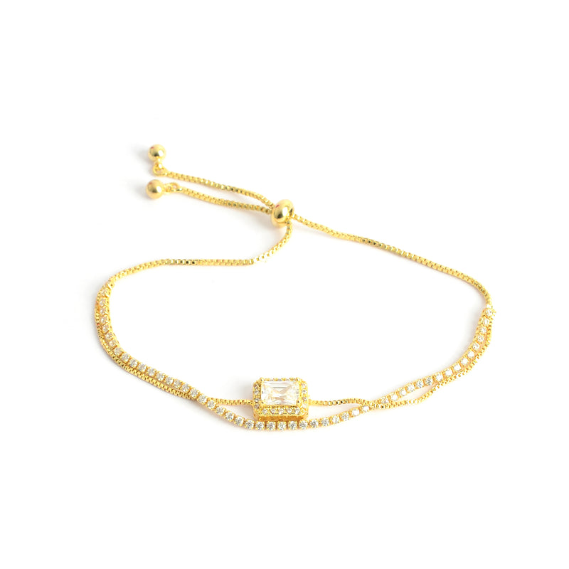 انسيال نسائي أنيق مزين بحجر مربع شفاف