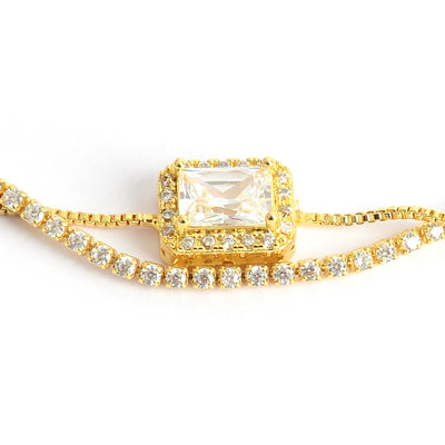 انسيال نسائي أنيق مزين بحجر مربع شفاف