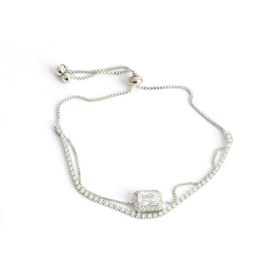 انسيال نسائي أنيق مزين بحجر مربع شفاف