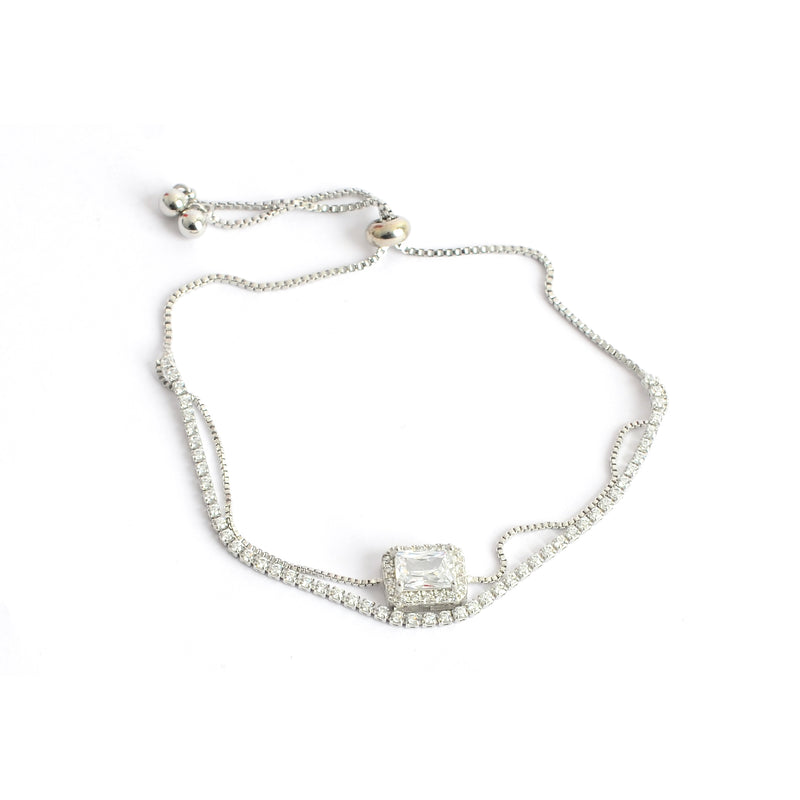 انسيال نسائي أنيق مزين بحجر مربع شفاف