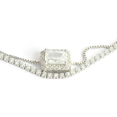 انسيال نسائي أنيق مزين بحجر مربع شفاف