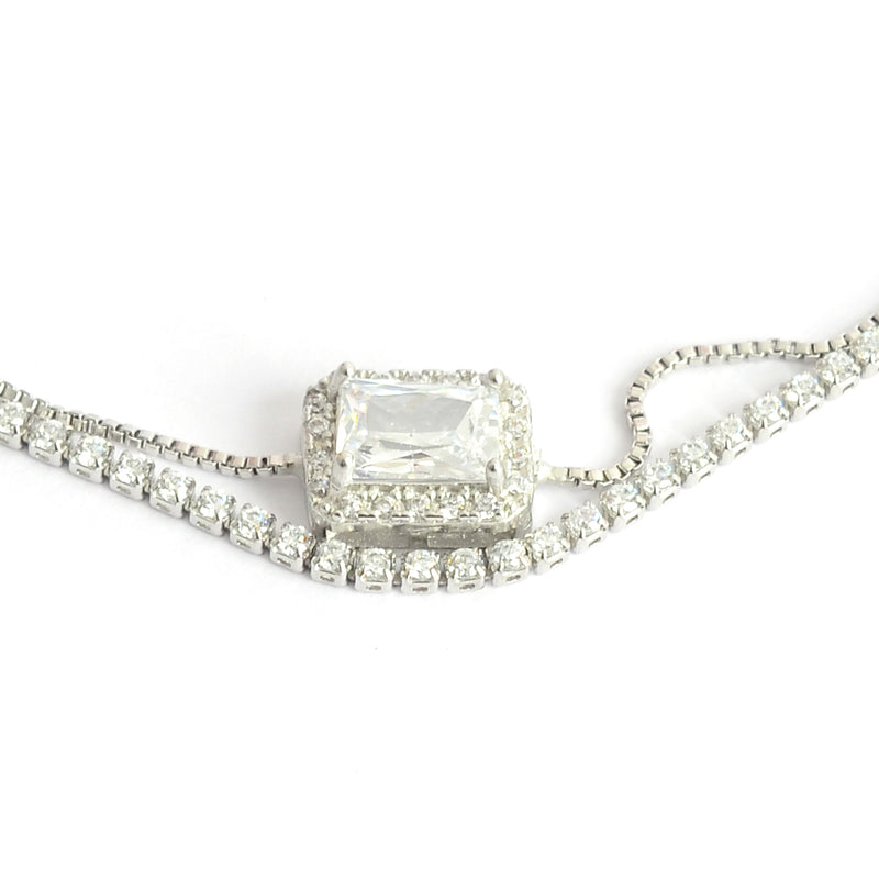 انسيال نسائي أنيق مزين بحجر مربع شفاف