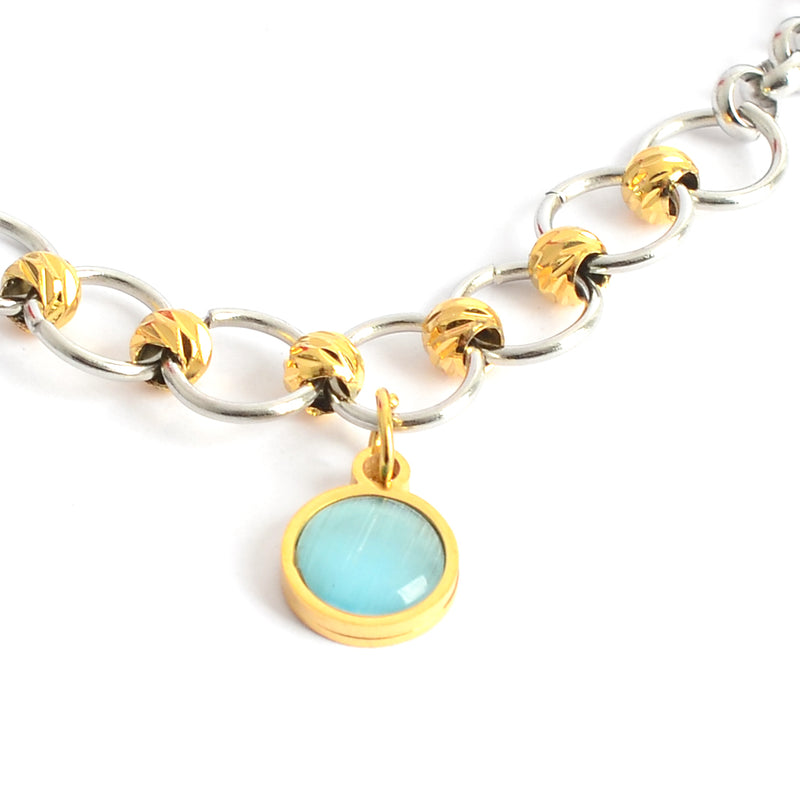 انسيال بلون ذهبي وفضي بتصميم حلقات دائرية متصلة