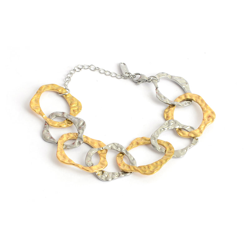 انسيال بلون ذهبي وفضي بتصميم حلقات متعرجة متداخلة