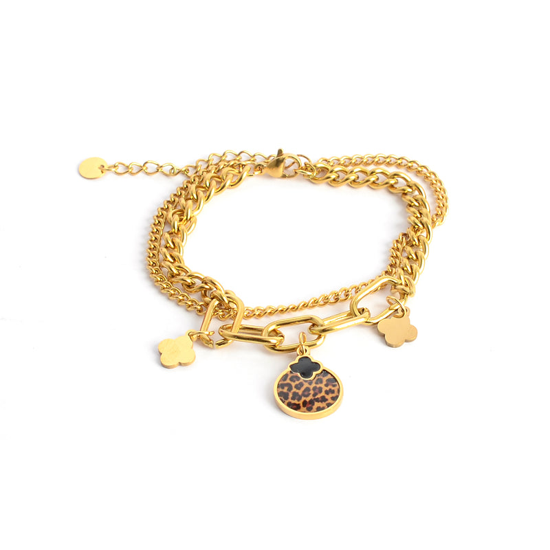 انسيال نسائي طبقتين  بدلاية دائرية تايجر لون ذهبي