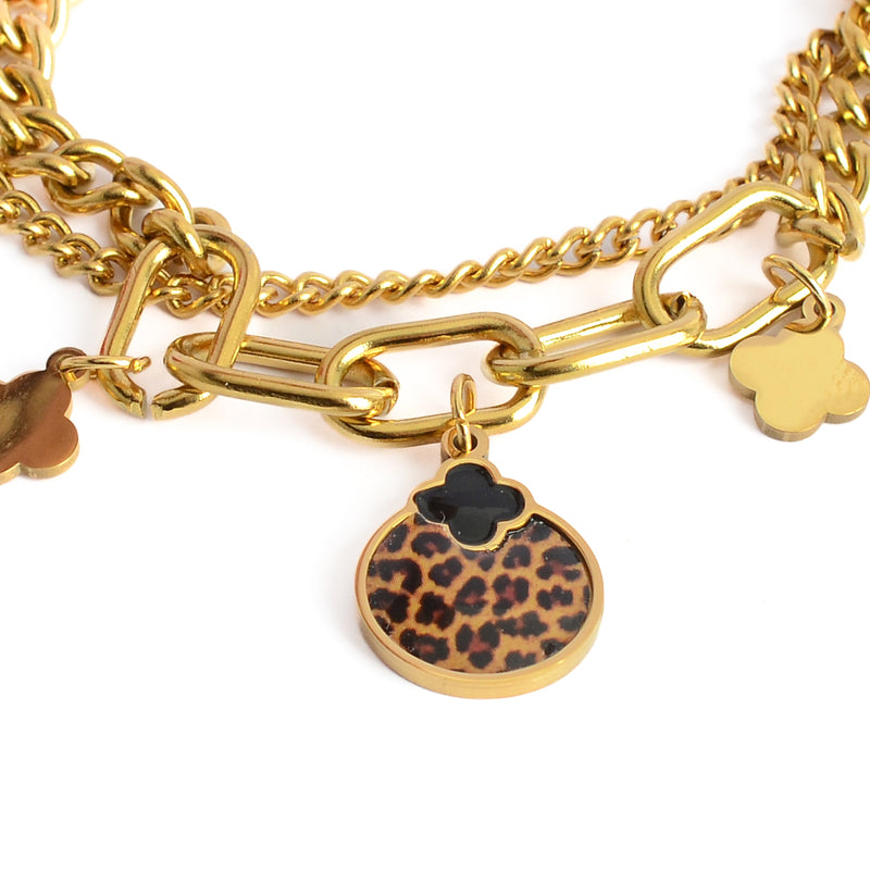 انسيال نسائي طبقتين  بدلاية دائرية تايجر لون ذهبي