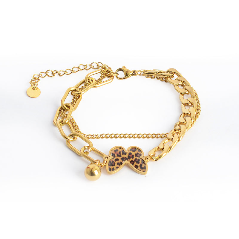 انسيال نسائي طبقتين  بفراشة تايجر لون ذهبي