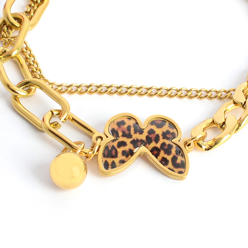 انسيال نسائي طبقتين  بفراشة تايجر لون ذهبي