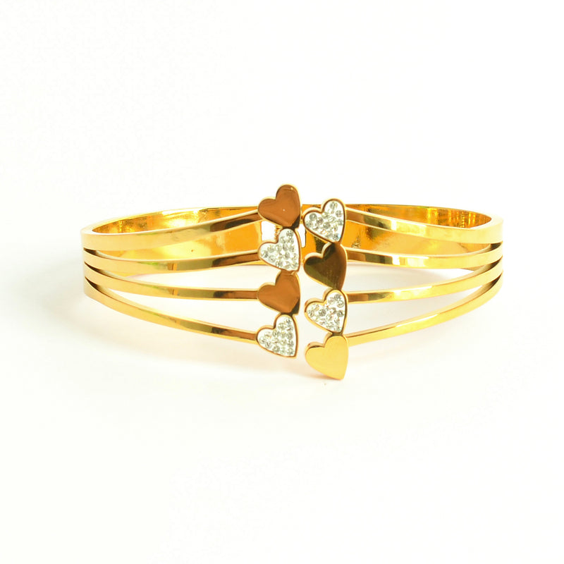 سوار يد خطوط مع تصميم قلوب لون ذهبي