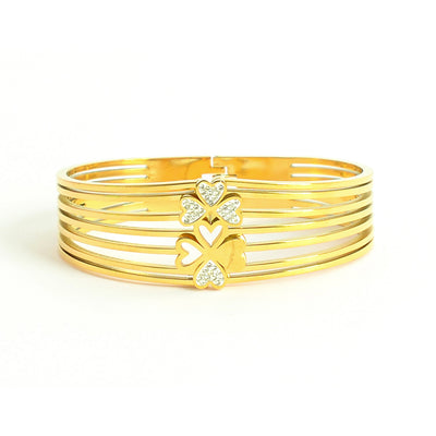 سوار يد خطوط مع تصميم ورود لون ذهبي