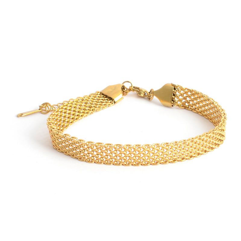 انسيال نسائي عريض بتصميم شبكي لون ذهبي