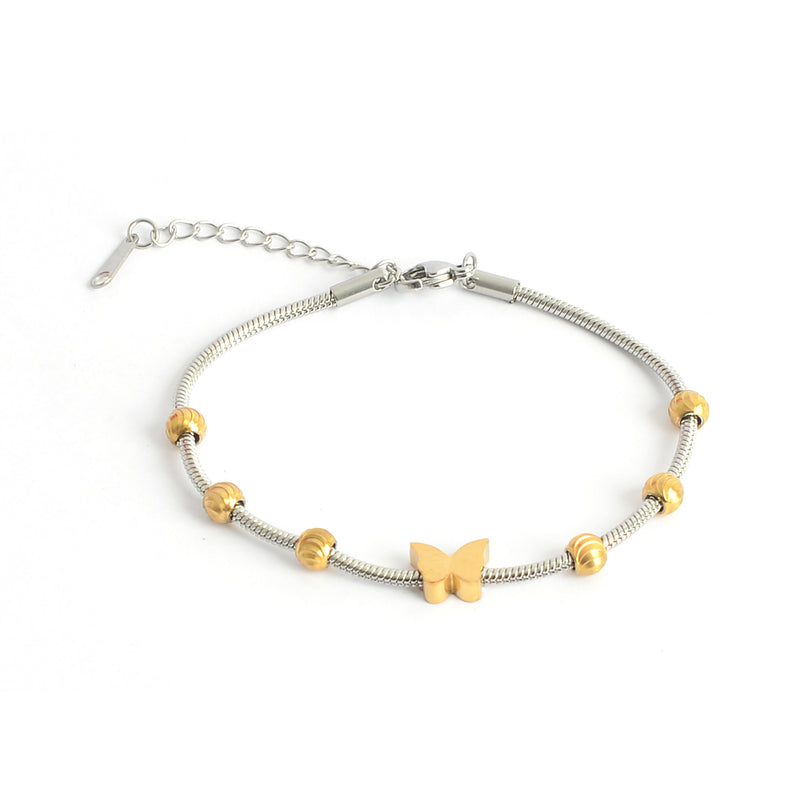 انسيال نسائي أنيق بتصميم  كرات وفراشة لون ذهبي