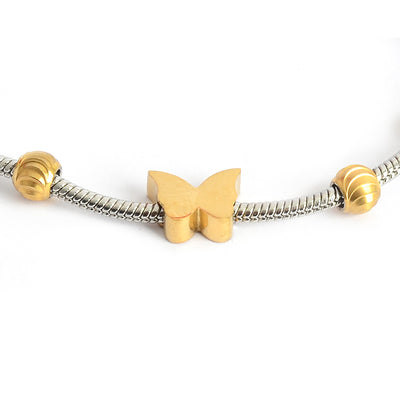 انسيال نسائي أنيق بتصميم  كرات وفراشة لون ذهبي