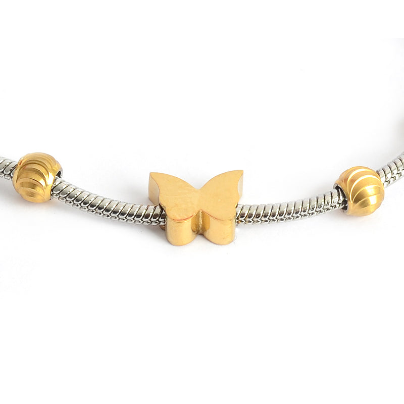 انسيال نسائي أنيق بتصميم  كرات وفراشة لون ذهبي