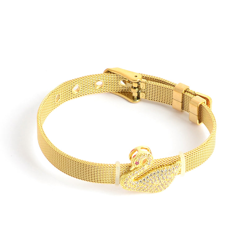 انسيال قابل للتعديل بإبزيم حزام ساعة بفلامنجو لون ذهبي