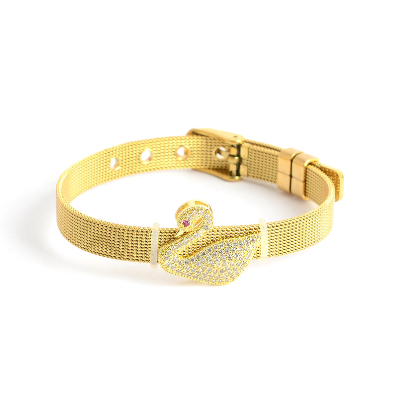 انسيال قابل للتعديل بإبزيم حزام ساعة بفلامنجو لون ذهبي