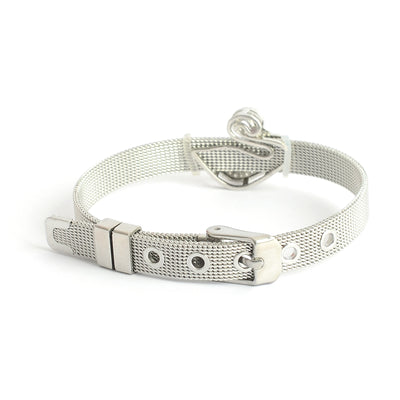 انسيال قابل للتعديل بإبزيم حزام ساعة بفلامنجو لون فضي