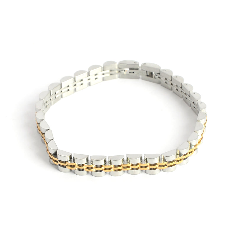 انسيال يد عريض تصميم رولكس بلون الذهبي والفضي