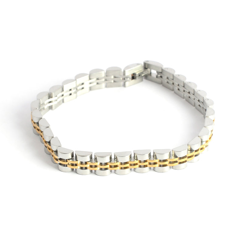 انسيال يد عريض تصميم رولكس بلون الذهبي والفضي