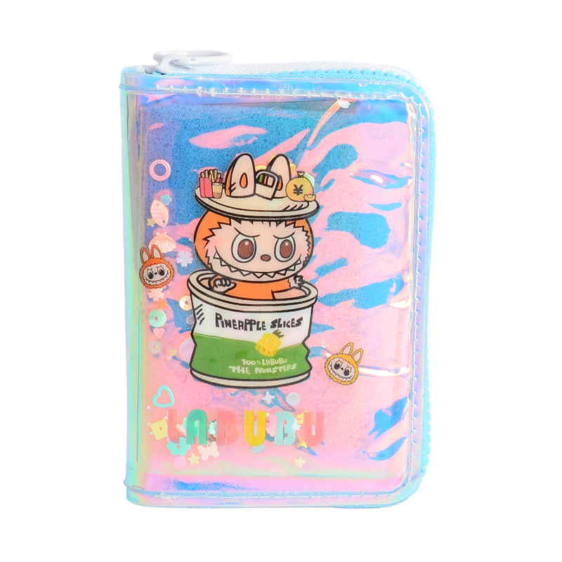 محفظة بناتي كيوت بسحاب تصميم عصري برسمة لابوبو لون أزرق