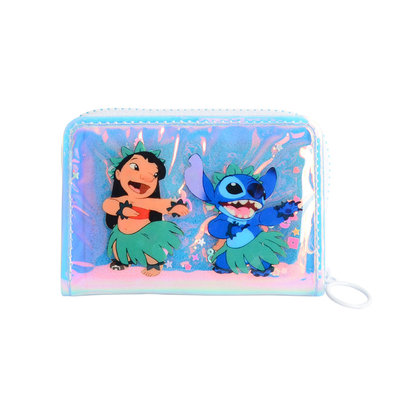 محفظة بناتي كيوت بسحاب تصميم عصري برسمة ستيتش لون أزرق