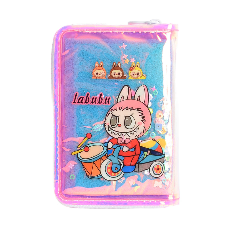 محفظة بناتي كيوت بسحاب تصميم عصري برسمة لابوبو لون بينك