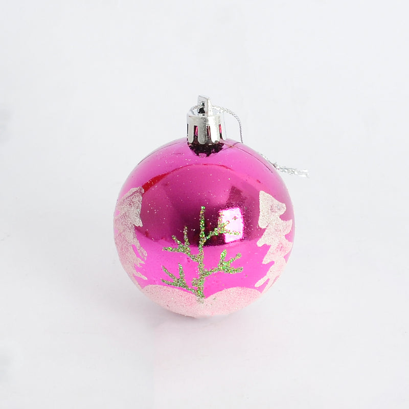 طقم كرات تزيين لشجرة الكريسماس مكوّن من 6 كرات لامعة بألوان متنوعة