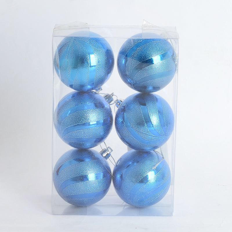 طقم كرات تزيين لشجرة الكريسماس مكوّن من 6كرات بلمعة الميتالك